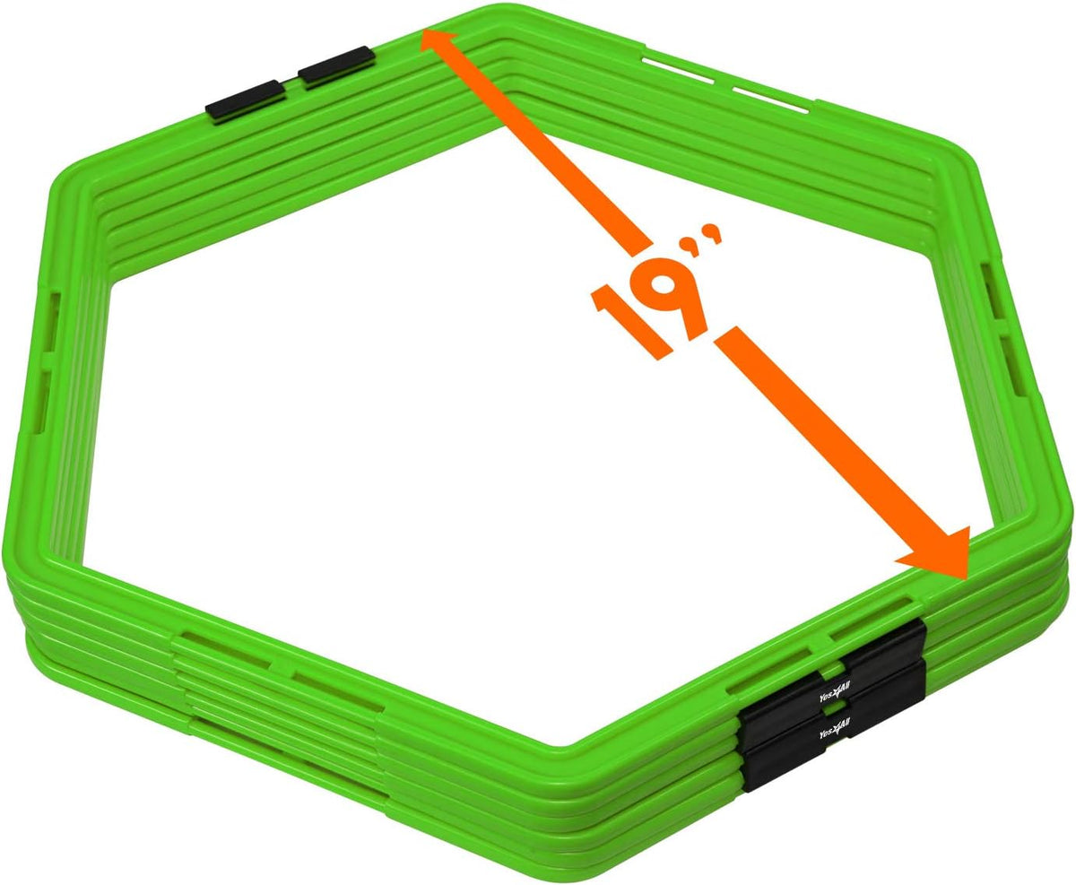 Yes4All Hex Agility Rings/Speed Rings with Carrying Bag – Hexagon Rings, Agility Hurdles for Agility Footwork Training