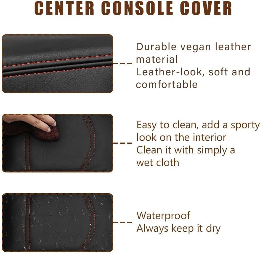 Muslogy Center Console Armrest Cover Compatible with Ford Maverick XL XLT Lariat 2022-2025 Accessories Cushion Pad Armrest Lid Protector Prevent Pets Scratches Regular Thick(Black)