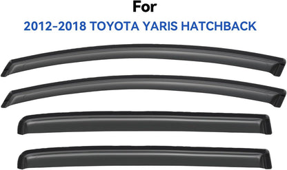 Window Visors Rain Guards for 2012-2018 Toyota Yaris Hatchback, Out-Channel Window Vent Wind Deflectors Visors Shades for 12-18 Toyota Yaris