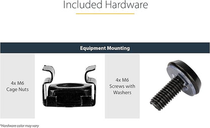 StarTech.com 2U 19" 2-Post Network Rack Cabinet Shelf - 20in Deep Center Mount Cantilever Tray Rackmount Shelf for AV/Data Equipment Enclosure w/Cage Nuts & Screws 75lb Weight Capacity (CABSHF2POST2)