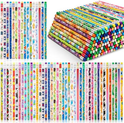 Sabary 300 Pcs Assorted Wood Pencil Bulk 50 Styles Colorful #2 HB Pencils