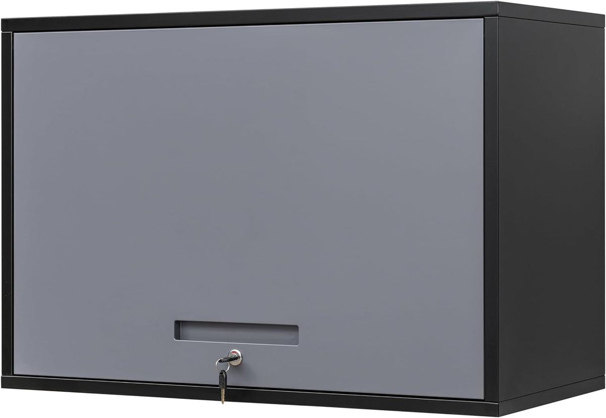 Yizosh Metal Wall Cabinet with Doors and Shelves, Wall Mounted Storage Cabinet for Garage, Basement, Kitchen, Warehouse (Black Gray, 21.6" H)