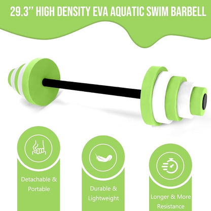 29.3’’Swimming Barbell Pool Dumbbell Swim Dumbbell with Water Exercise Discs High Density EVA Foam Aquatic Exercise Equipment