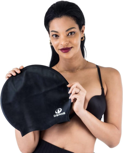 Dsane Extra Large Swimming Cap for Women and Men,Special Design Swim Cap for Very Long Thick Curly Hair&Dreadlocks Weaves Braids Afros Silicone Keep Your Hair Dry