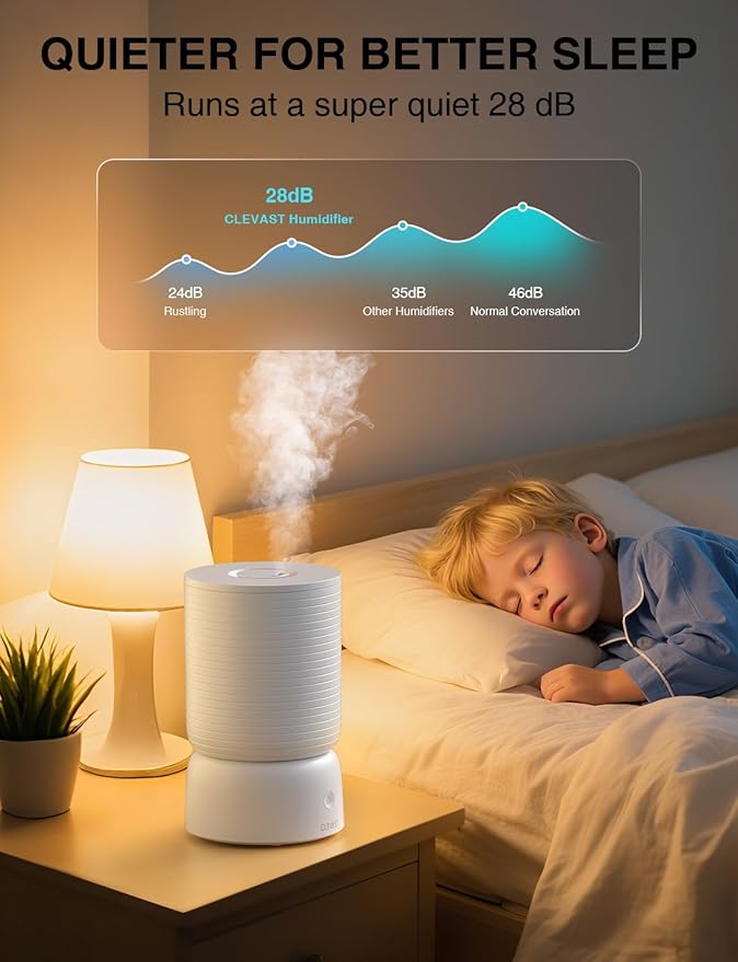 CLEVAST Smart Humidifiers for Bedroom, 1 Gal/4L Cool Mist Top Fill Humidifier with Essential Oil Diffuser, Quiet Operation for Baby Nursery, Home, Office, Large Room, Works with Alexa/Google Assistant