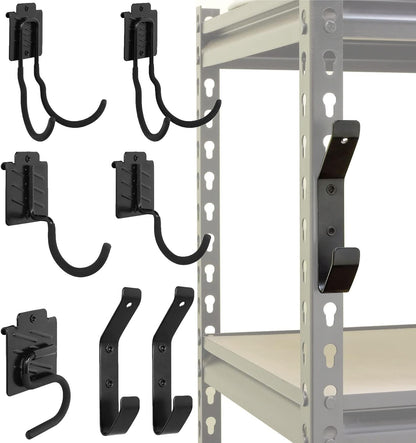 Wallmaster Boltless Shelving Hook Organizer Kit,7 Pcs Adjustable Storage Hanging Accessories for 1.5 inch Keyhole Rack,Garage Heavy Duty Tool Storage System