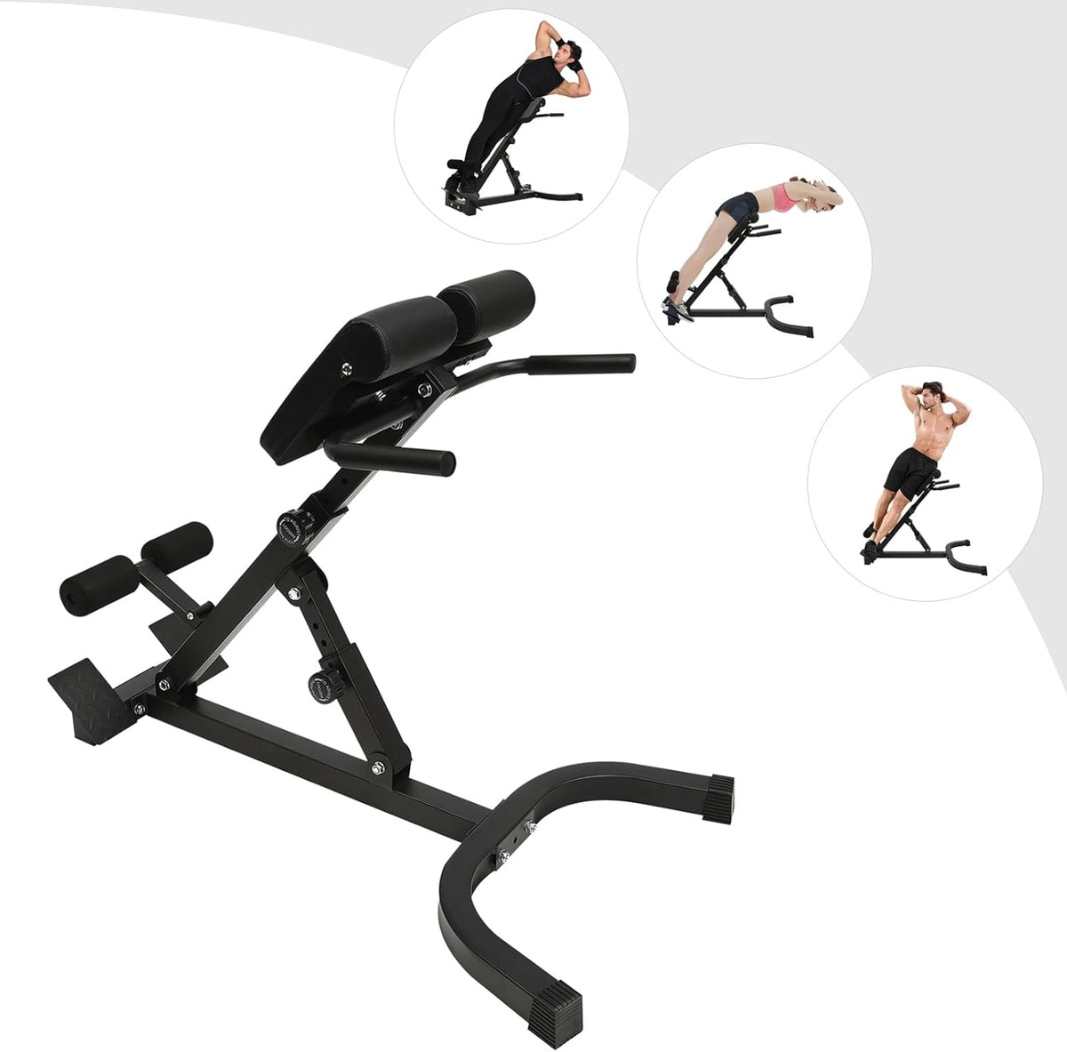 Roman Chair, Back Extension Sit up Bench, Multi-Functional Bench Foldable Flat, Hip Thrust Machine, 330 lbs Weight Capacity, Fitness Equipment for Home Workout, Gym