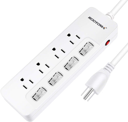Appliance Extension Cord with Individual Switches on Off - 6 FT, 14 Gauge Heavy Duty Extension Cord with 4 AC Outlets, Wall Mountable, High Wattage for Microwave Workbench Garage Must Have, ETL Listed