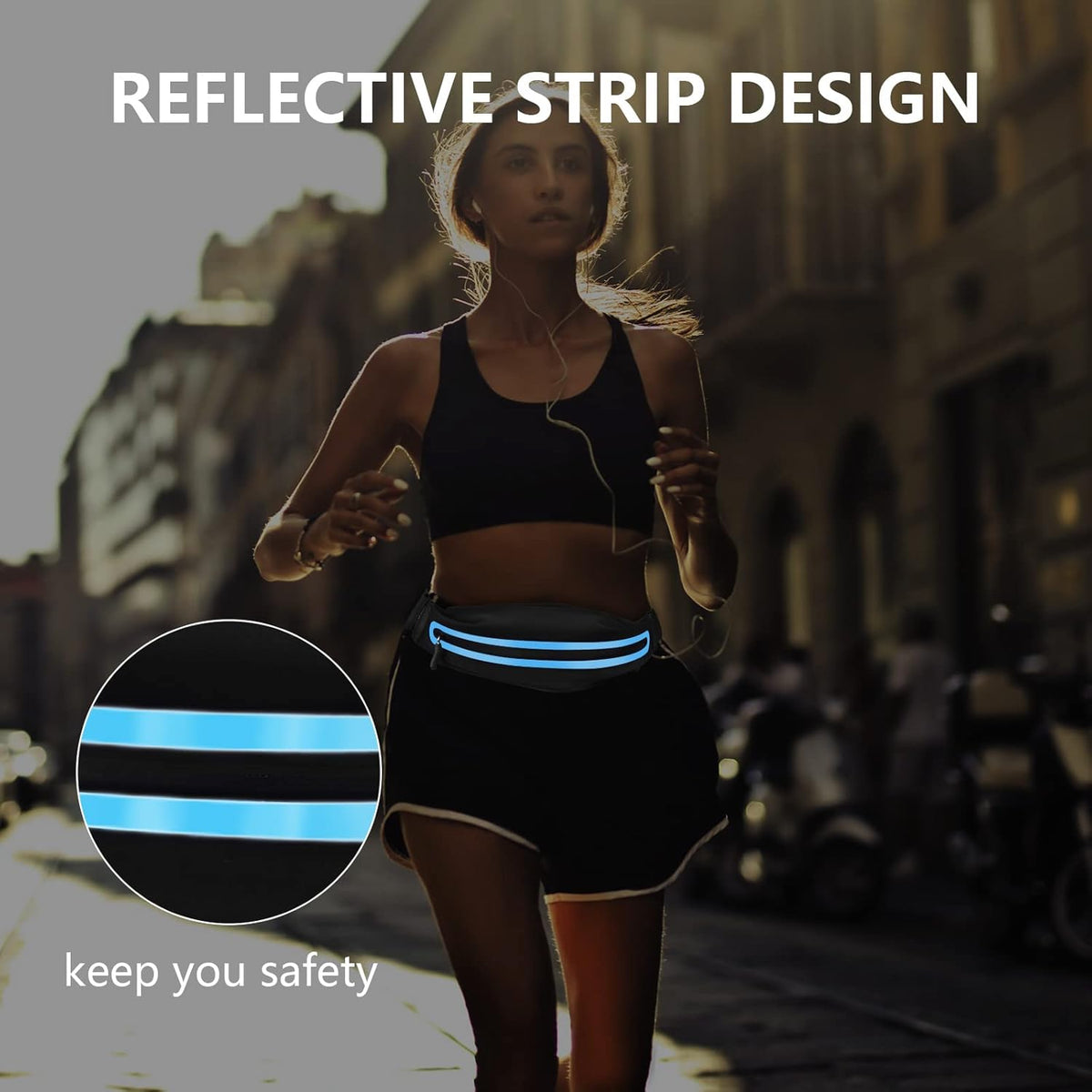 Running Belt Fanny Pack, Running Waist Pack for Women & Men USA Patented Hands-Free Reflective Runner Pouch Belt Fitness Workout Bag No-Bounce Adjustable Sport Travel Fanny Pack Cell