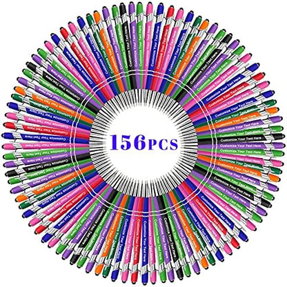 Qingxily Up to 300 Pcs Custom Pens Bulk,Personalized Pens with Free Engraving,Customized Stylus Ballpoint Pens with Your Name,Text,Message for Business,Graduation,Anniversaries-Colorful Pens 156 Pcs