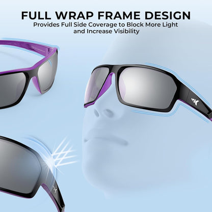 KastKing Chippewa Polarized Fishing Sunglasses, UV400 Protection Full Wrap Frame Sports Cycling Sunglasses, 1.0mm TAC Lenses