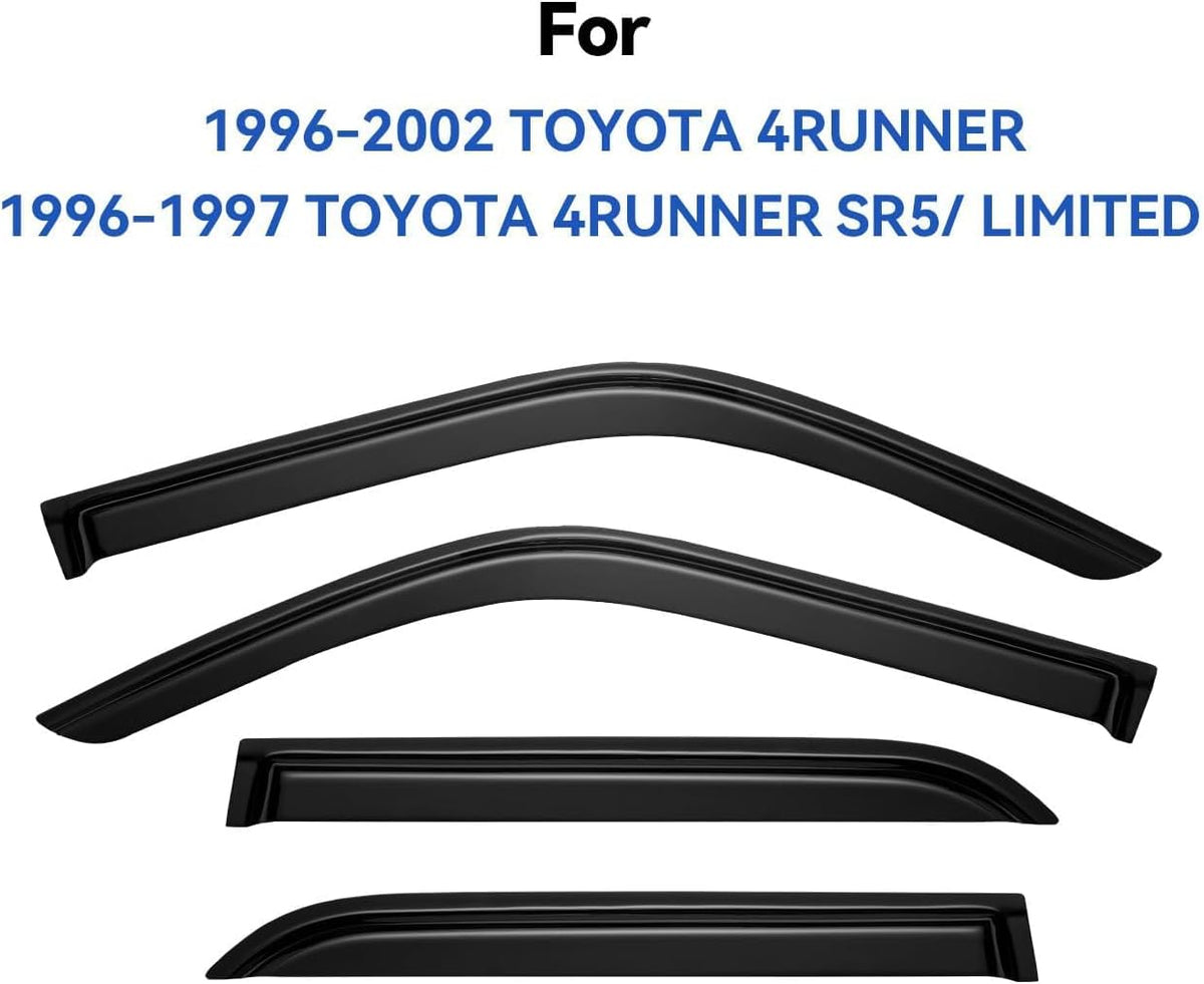 Window Visors Rain Guards for 1996-2002 Toyota 4Runner, Out-Channel Window Vent Wind Deflectors Visors Shades for 96-02 4Runner