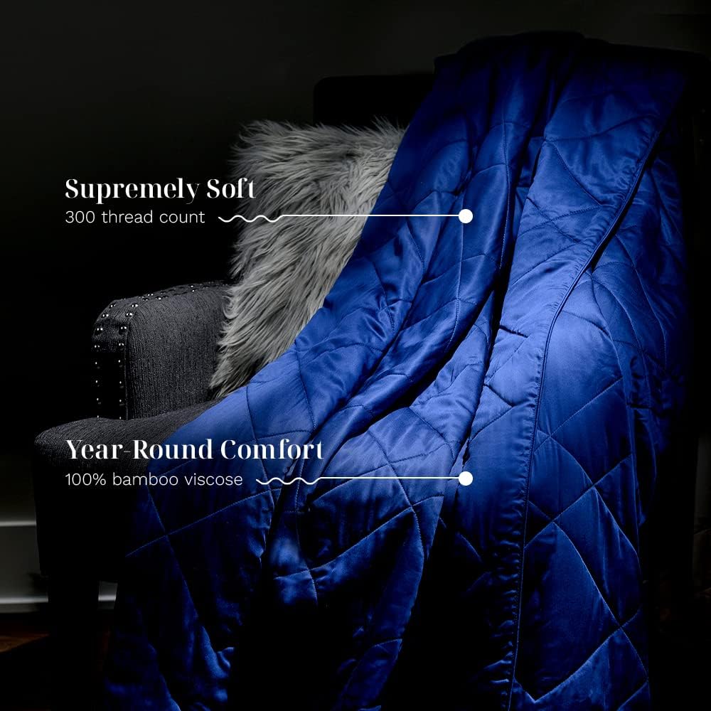 LUXOME Lightweight Blanket | 100% Rayon (Viscose) from Bamboo Fabric & Fill | King/Cal King - 98"x92" | Thermal-Regulating | Super Soft | Sapphire