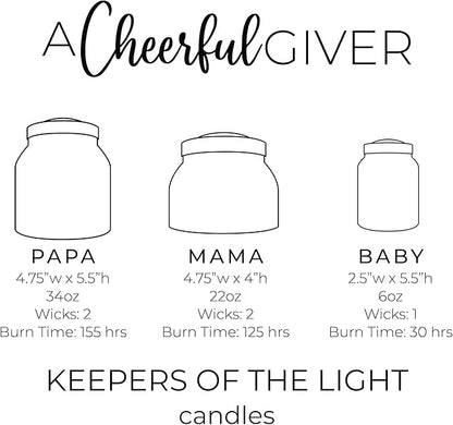 A Cheerful Giver — Aunt Kook's Apple Cider - 34oz Papa Scented Candle Jar with Lid - Keepers of the Light - 155 Hours of Burn Time, Gift for Women, Brown