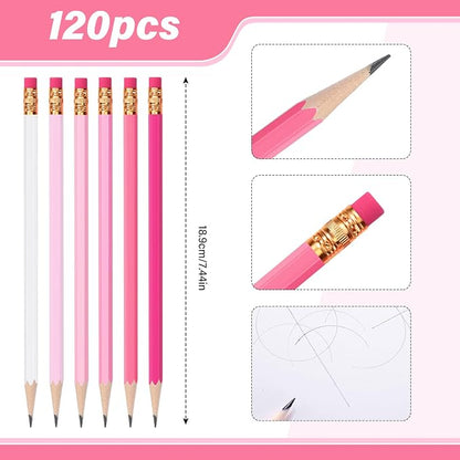 TecUnite 120 Pcs #2 HB Pencils with Eraser,Pink Series
