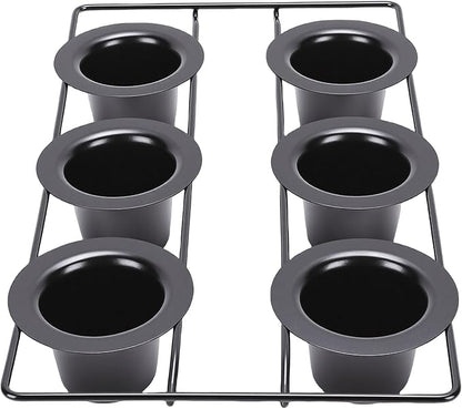 VBESTLIFE 6 Cup Popover Pan, Non Stick Carbon Steel Bakeware for Muffins and Popovers, with Wire Rack for Even Baking and Easy Cleanup