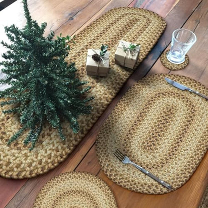 Homespice Cookie Dough Jute Braided Placemats, Oval 13x19 Set of 6