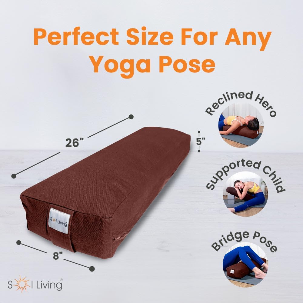 Sol Living Yoga Bolster Pillow Rectangular Meditation Cushion Cotton Meditation Accessories for Restorative Yoga Meditation Pillow Yoga Pillow Firm Body Pillow Bolster Pillow for Legs Removable Cover