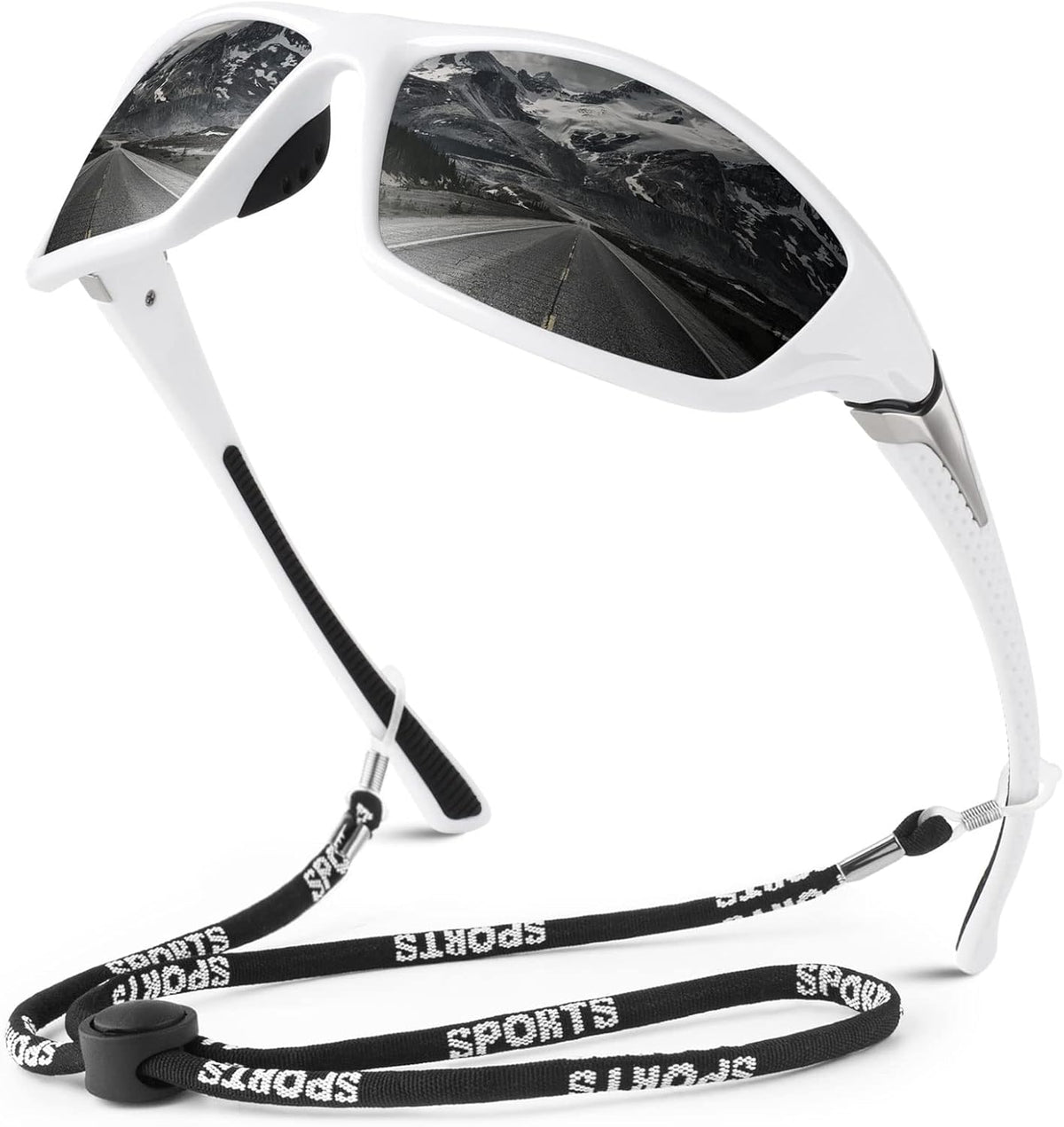 Polarized Sports Sunglasses for Men Women,Fishing Driving Rectangular Goggles UV400 Protection