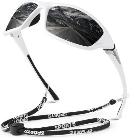 Polarized Sports Sunglasses for Men Women,Fishing Driving Rectangular Goggles UV400 Protection