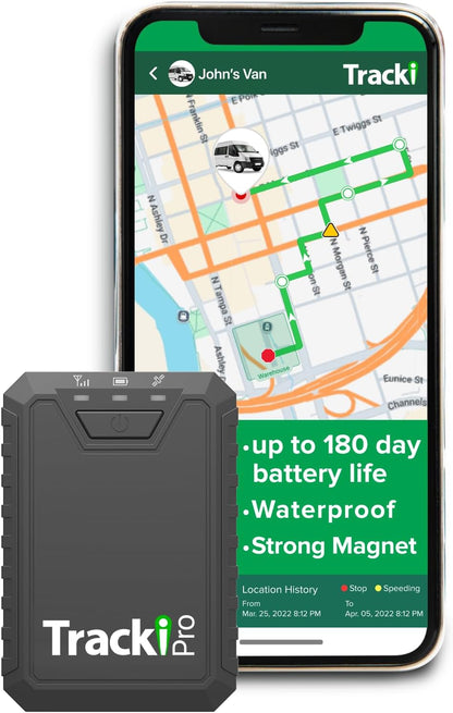 Tracki Pro GPS Tracker for Vehicles, USA made tech. Up to 7 Months Batt. Waterproof Magnetic 4G LTE Long Battery Life 2-7 Month, Unlimited Distance, Subscription Required, Multi Alerts, Hidden Tracker