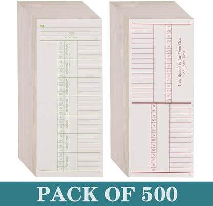 500PCS Time Cards for Employees Weekly, 2 Sided Time Sheets, 3-3/8" x 8-1/4", Green/Red