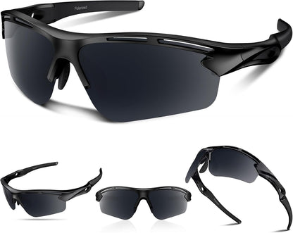 Polarized Sports Sunglasses for Men Women,UV400 Protection Sunglass for Running Cycling Fishing Hiking TR90