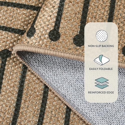 Lahome Neutral 3x5 Outdoor Rug, Black Easy Jute Entry Front Door Rug