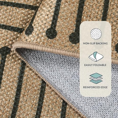 Lahome Neutral 3x5 Outdoor Rug, Black Easy Jute Entry Front Door Rug