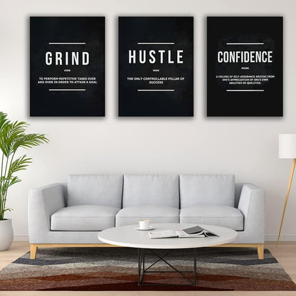 Yetaryy Motivational Poster Inspirational Wall Art 3 Pieces Canvas Painting Lion Artwork for Living Room Office Modern Home Decor Prints Pictures Wall Decor Framed Ready to Hang [36''Wx 16''H]