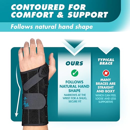 Med Spec 8" Wrist Lacer Support Brace Carpal Tunnel Left Hand XX-Small | Adjustable Lace-Up Design Delivers Breathable Secure Fit With Customizable Compression for Lasting Comfort & Support. 223929