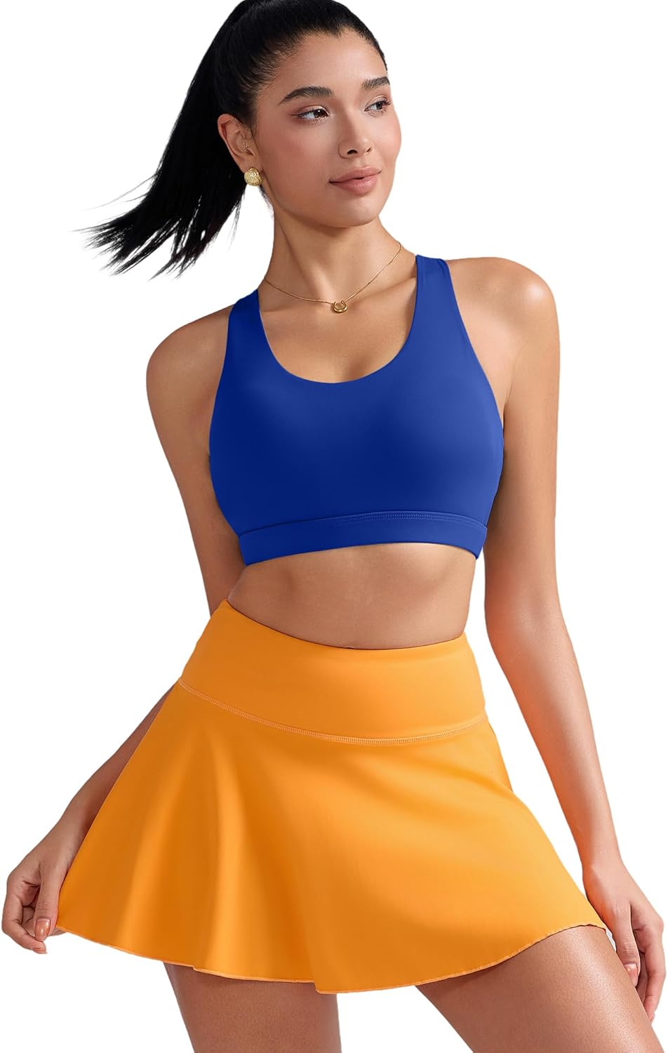 RUNNING GIRL Sports Bra for Women, Criss-Cross Back Padded Strappy Sports Bras Medium Support Yoga Bra with Removable Cups
