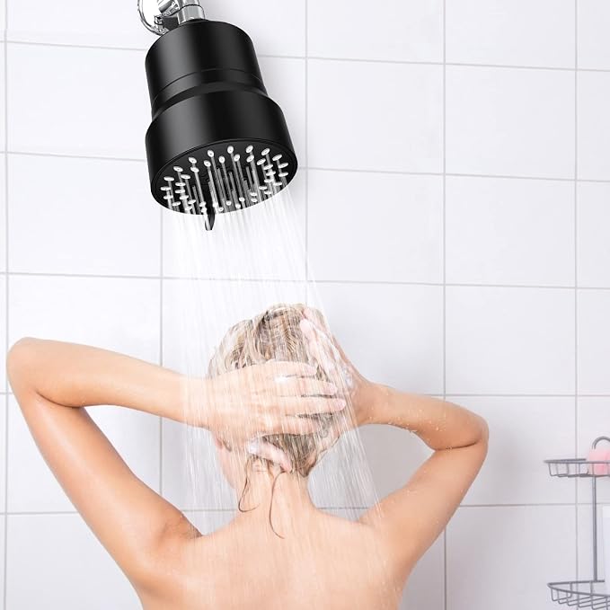 Filtered Shower Head, 3 Modes High Pressure Shower Head with 15 Stage Hard Water Filter Cartridge for Remove Chlorine and Harmful Substances