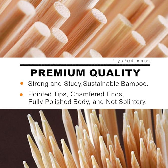 8" Natural Bamboo Skewers for BBQ，Appetiser，Fruit，Cocktail，Kabob，Chocolate Fountain，Grilling，Barbecue，Kitchen，Crafting and Party. Φ=4mm, More Size Choices 6"/10"/12"/14"/16"/17.5"/30"/36"(200 PCS)