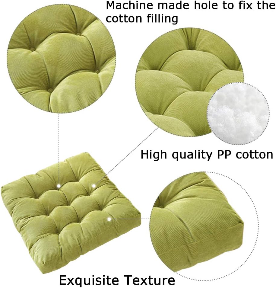 Tiita Round Chair Cushions 22"x22" Indoor/Outdoor Floor Pillows Cushion for Patio Furniture Seat Pads Meditation Pillow for Yoga Living Room Sofa Balcony Set of 2, Green