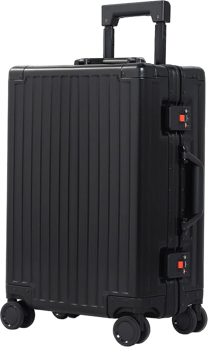 UrbanExplorer All Aluminum Carry On Luggage 22x14x9 Airline Approved Heavy Duty Hard Shell Suitcases Zipperless Suitcase with TSA Lock, Black, 20 Inch