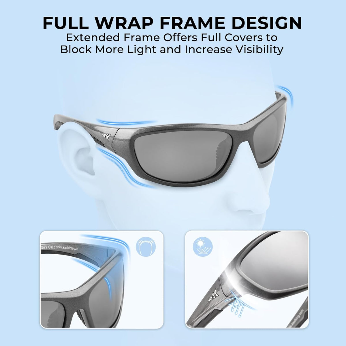 KastKing Hiwassee Polarized Sport Sunglasses for Men and Women, Wrap Sunglasses for Fishing Cycling and Running,UV Protection