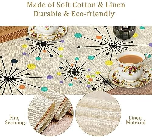 Mid Century Geometric Table Runner,Table Runners for Kitchen Dining Modern Tables Decor Decoration for Kitchen Family Dinner Table Holiday Party Farmhouse 13 x 70 Inch