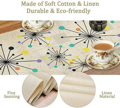 Mid Century Geometric Table Runner,Table Runners for Kitchen Dining Modern Tables Decor Decoration for Kitchen Family Dinner Table Holiday Party Farmhouse 13 x 70 Inch