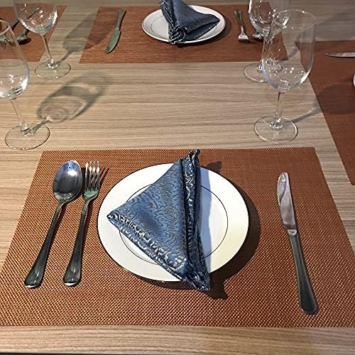 WAZAIGUR Placemats Crisscross Woven Vinyl Place Mats Set of 6 Rust Red