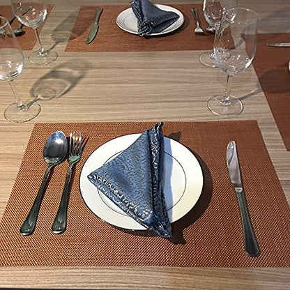WAZAIGUR Placemats Crisscross Woven Vinyl Place Mats Set of 6 Rust Red