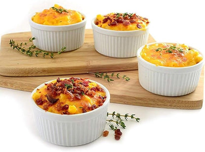 Foraineam 12 Pieces 8 oz Porcelain Souffle Dishes, Oven Safe Ramekins White Bakeware Set Dessert Custard Baking Dishes Cups for Baking, Cooking, Serving and More