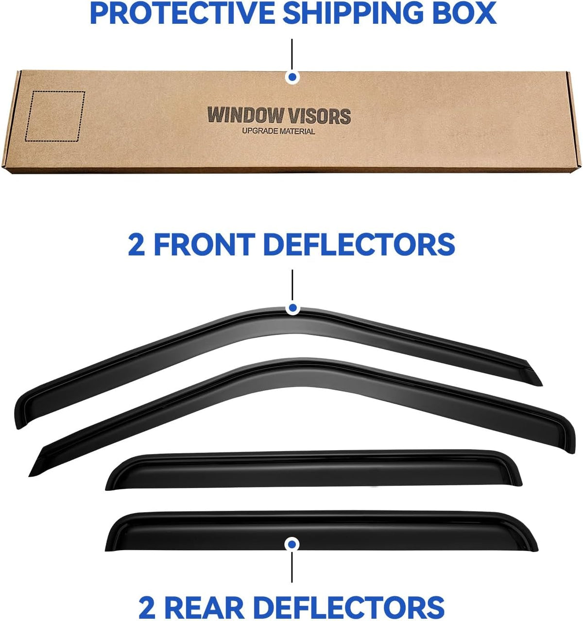 Window Visors Rain Guards for 1995-2000 Chevy Tahoe/GMC Yukon, Out-Channel Window Vent Wind Deflectors Visors Shades for 92-00 C/K1500/2500/3500 Suburban, 99-00 Cadillac Escalade/Yukon Denali Crew Cab
