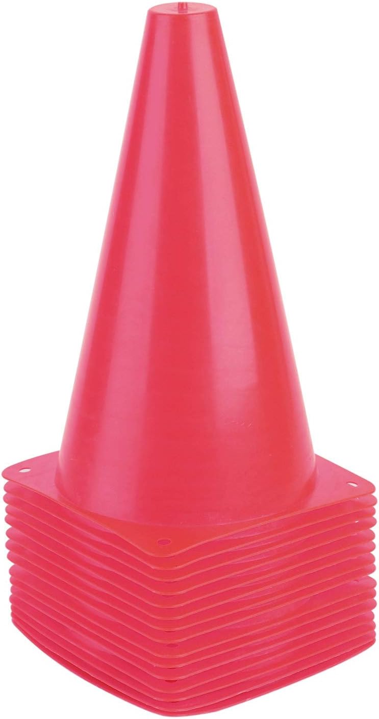 9 Inch Plastic Training Traffic Cones, Sport Cones, Agility Field Marker Cones for Soccer Basketball Football Drills Training, Outdoor Activity or Events - (Set of 10, 12, 15 or 24, 4 Colors)