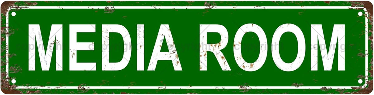 MEDIA ROOM Space Vintage Metal Tin Sign, Street Sign, Home Decor, Room Decor, Wall Decor, Bathroom Decor, Bar Decor, Cafe Decor, Garage Decor, 16 x 4 Inch