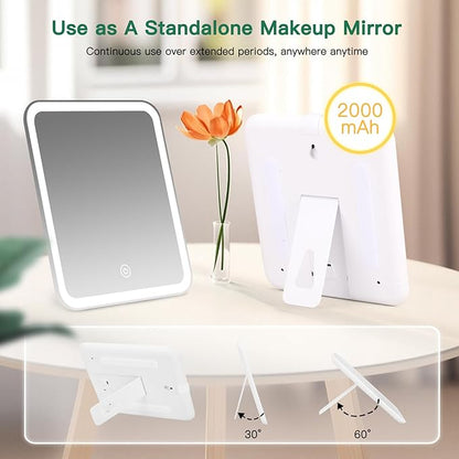 Travel Makeup Bag with LED Mirror, Cosmetic Bags for Women with Light up Mirror, Travel Essentials Makeup Organizer, Makeup Case with Adjustable Dividers and Brush Holder, 3 Color Lights