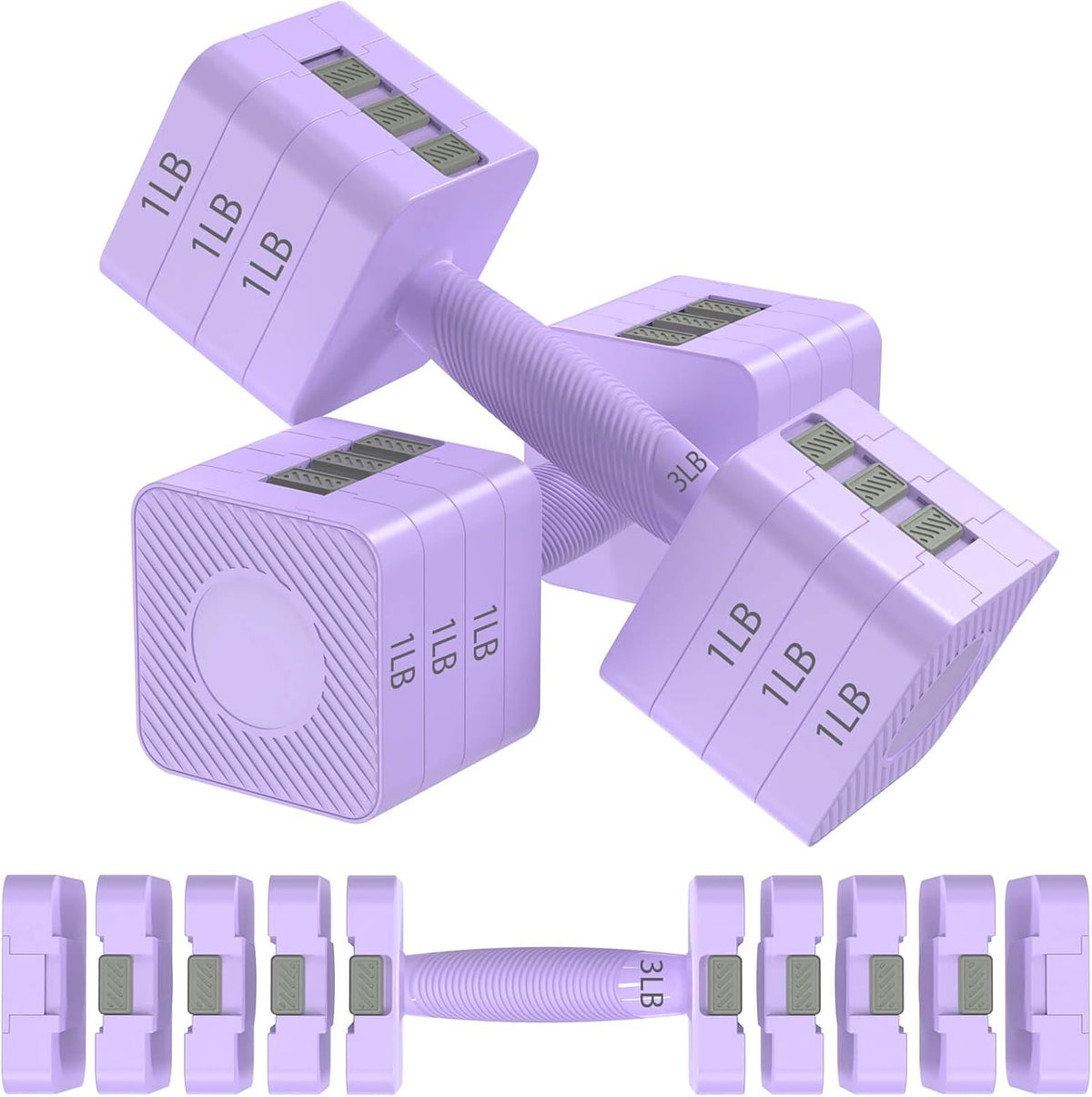 22LBS Adjustable Dumbbells Set, Hand Weights Sets with 5 Levels 3lb, 5lb, 7lb, 9lb, 11lb, Adjustable Weight Dumbbells for Women/Men Home Gym Full Body Workout