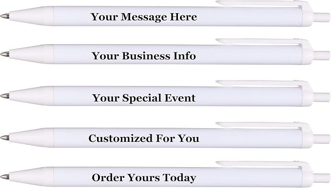 RevMark Personalized Ballpoint Pen, Custom Printed Name, Business or Event Information, Timeless Advertising, USA Made Pens, Promotional Marketing, Smooth Black Ink, Bulk Pack (White,1000 Ct.)