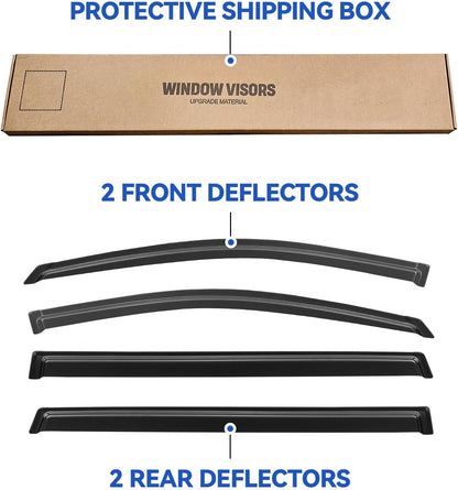 Window Visors Rain Guards Shield for 2004-2009 Toyota Sienna, Out-Channel Window Vent Wind Deflectors Visors Shades for 04 05 06 07 08 09 Sienna