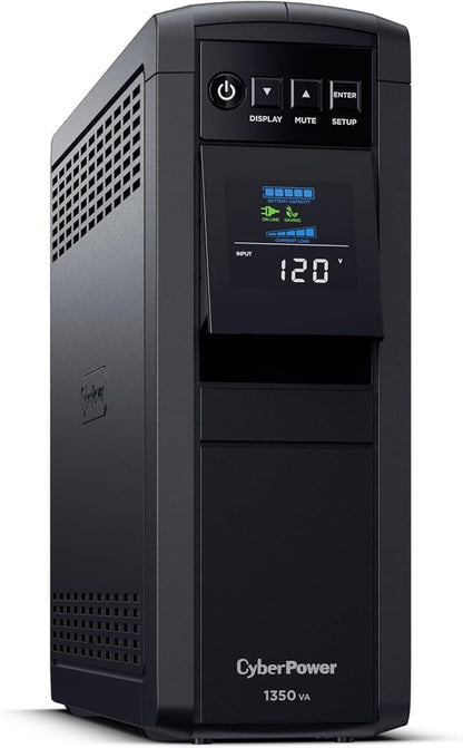 CyberPower CP1350PFCLCD PFC Sinewave UPS Battery Backup and Surge Protector, 1350VA/880W, 12 Outlets, AVR, Mini-Tower; UL Certified